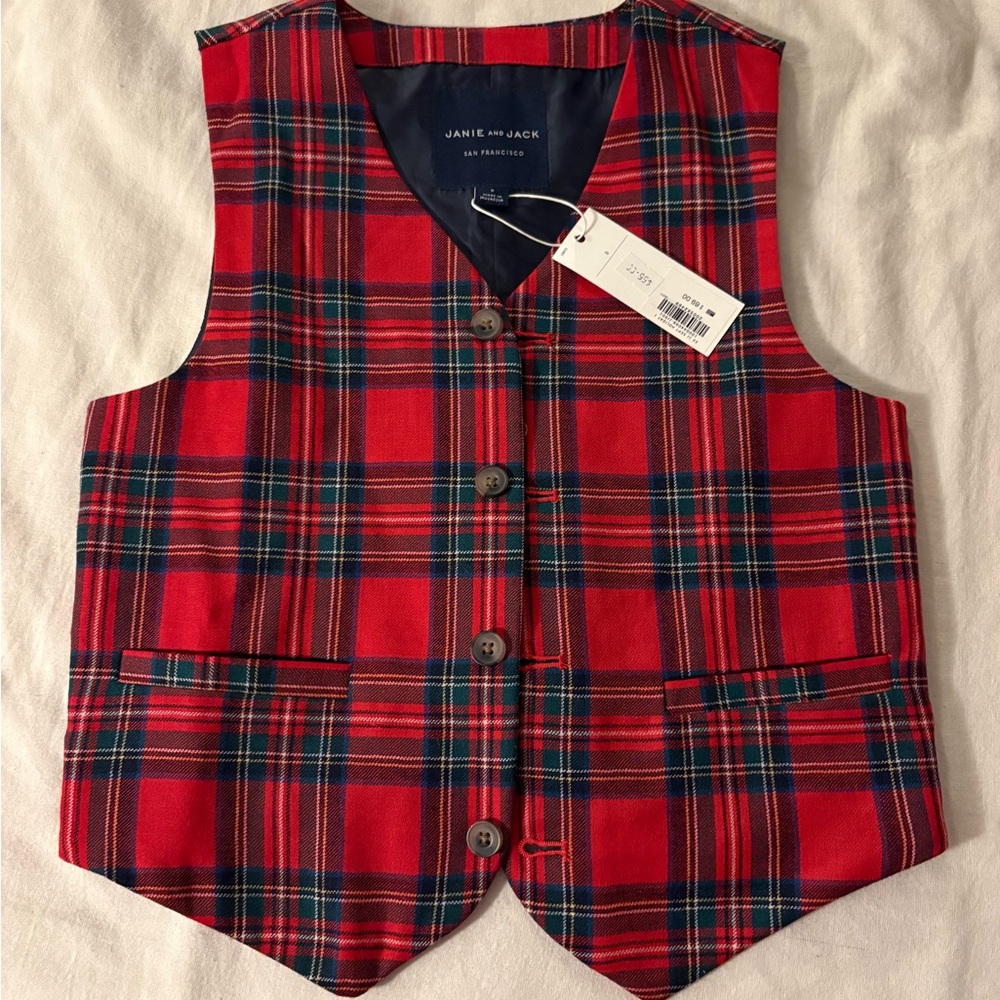 Boys - Janie and Jack Red Tartan Plaid Vest